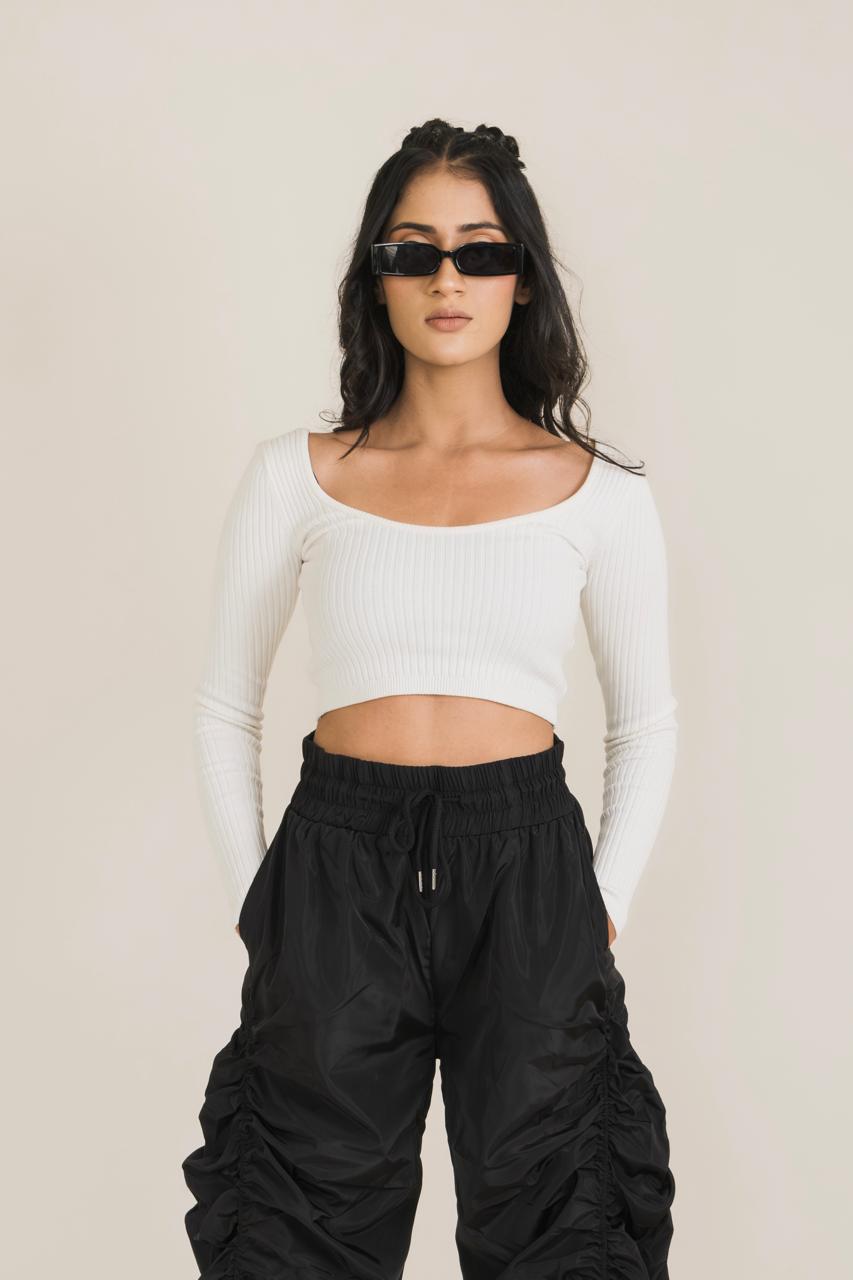 Full Sleeves Fitted Crop Top