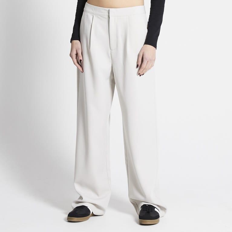 Off White Long Length Pleated Trouser