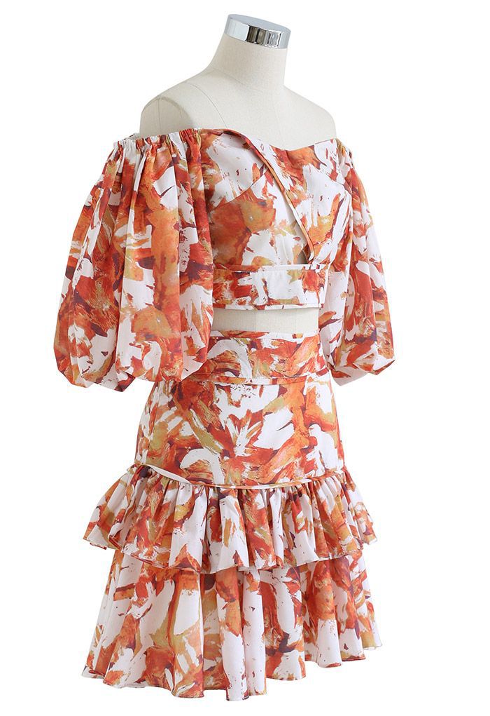 Printed Co-ord Set With Skirt