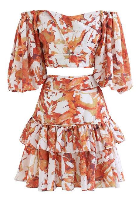 Printed Co-ord Set With Skirt
