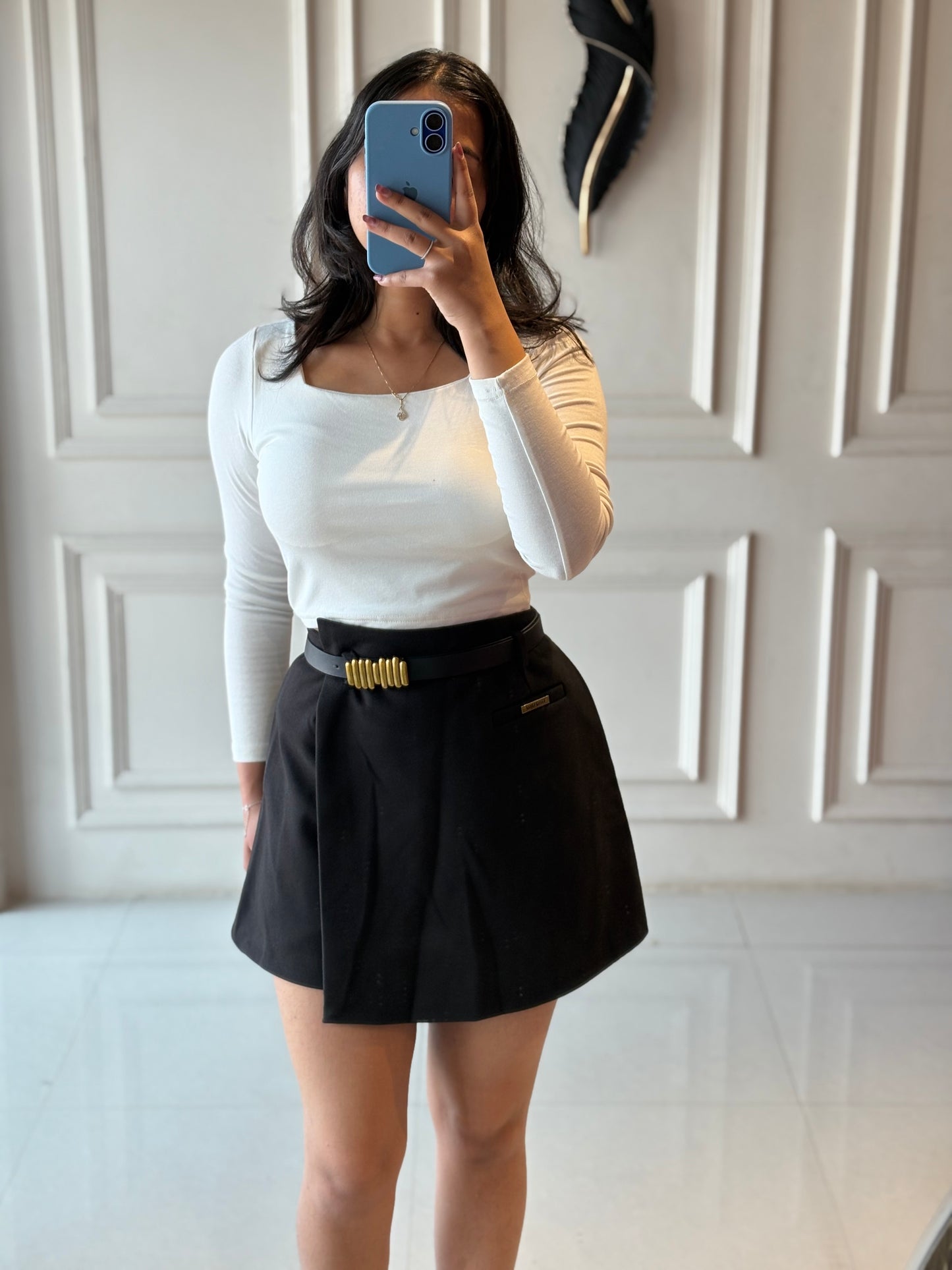 Belted Black Skort