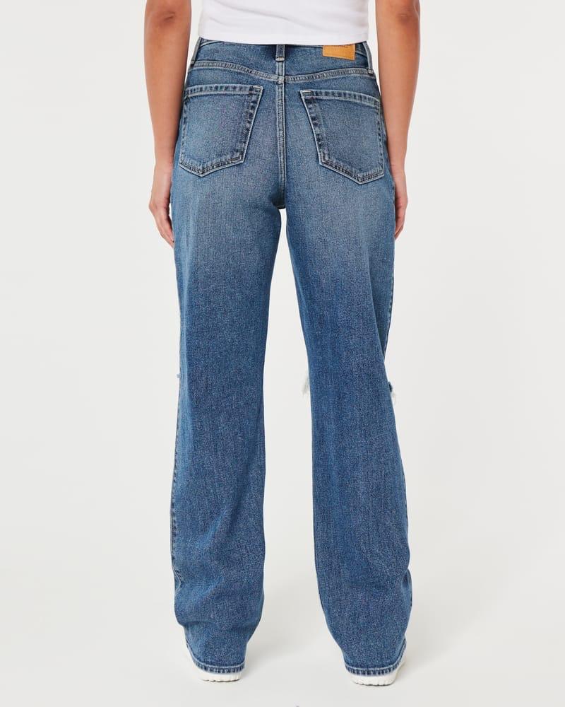High Rise Torn Wide Leg Jeans