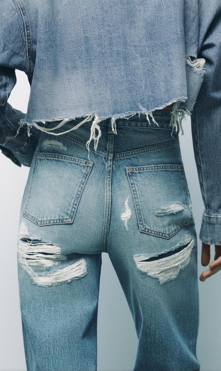 Zara Back Ripped Torn Jeans