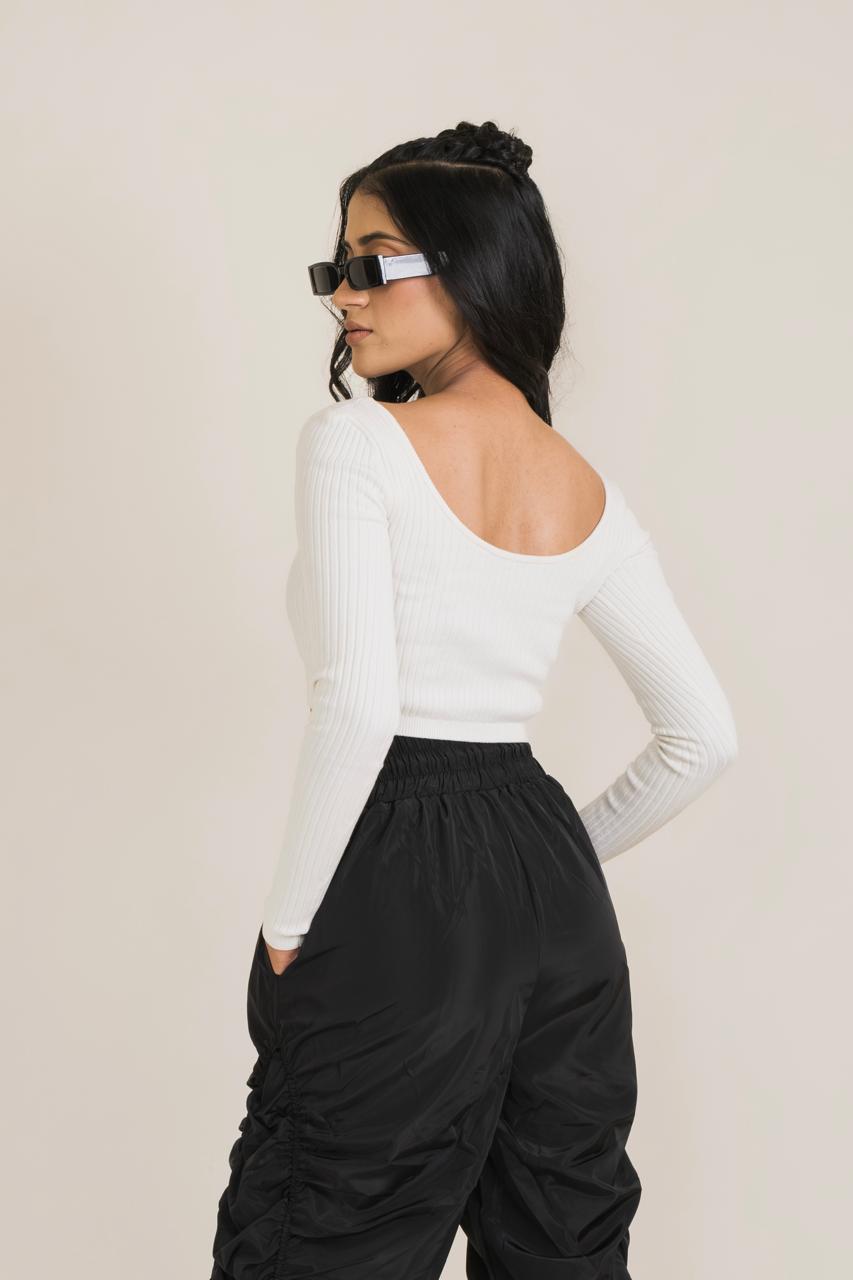Full Sleeves Fitted Crop Top