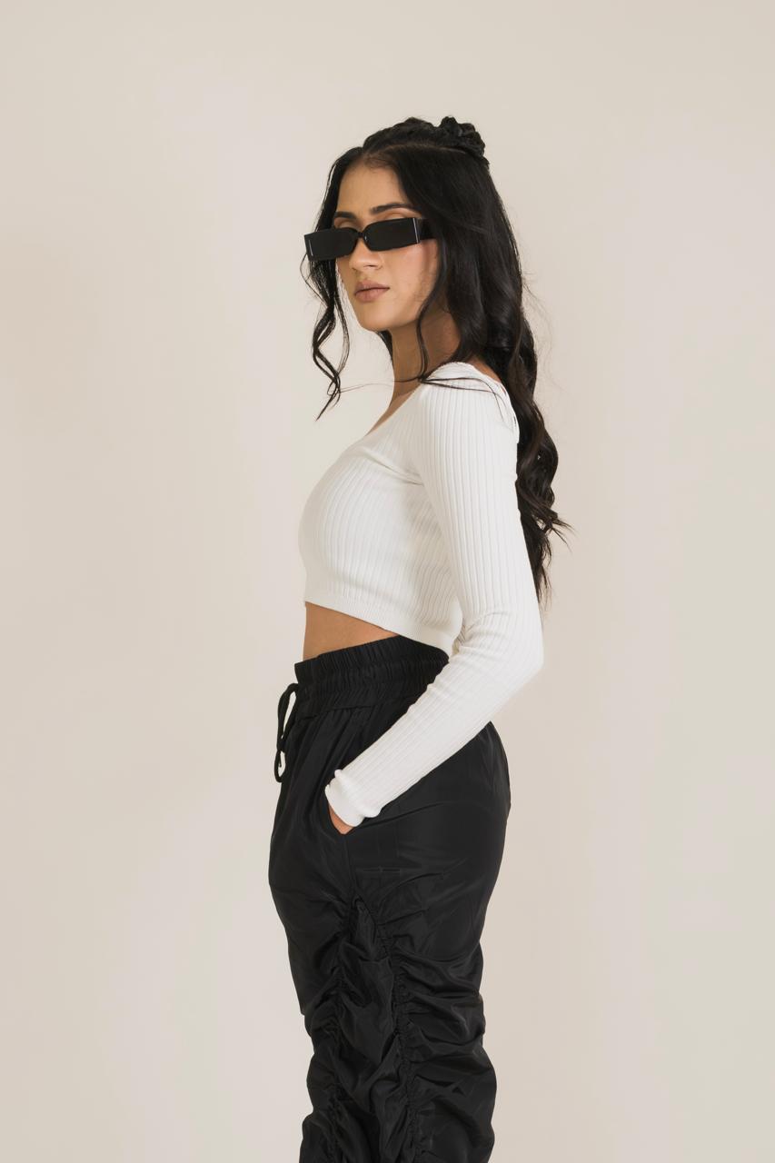 Full Sleeves Fitted Crop Top