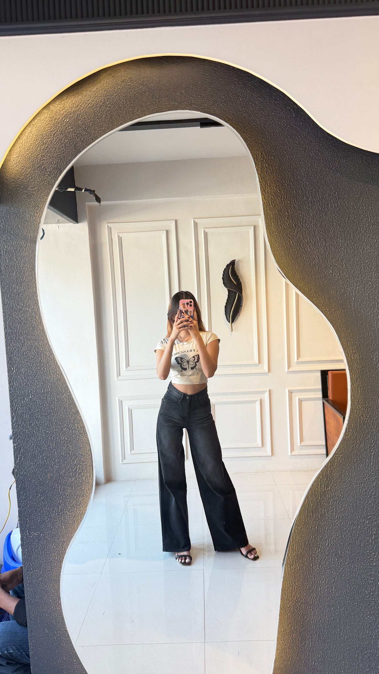 Charcoal Washed Wide Leg Denim