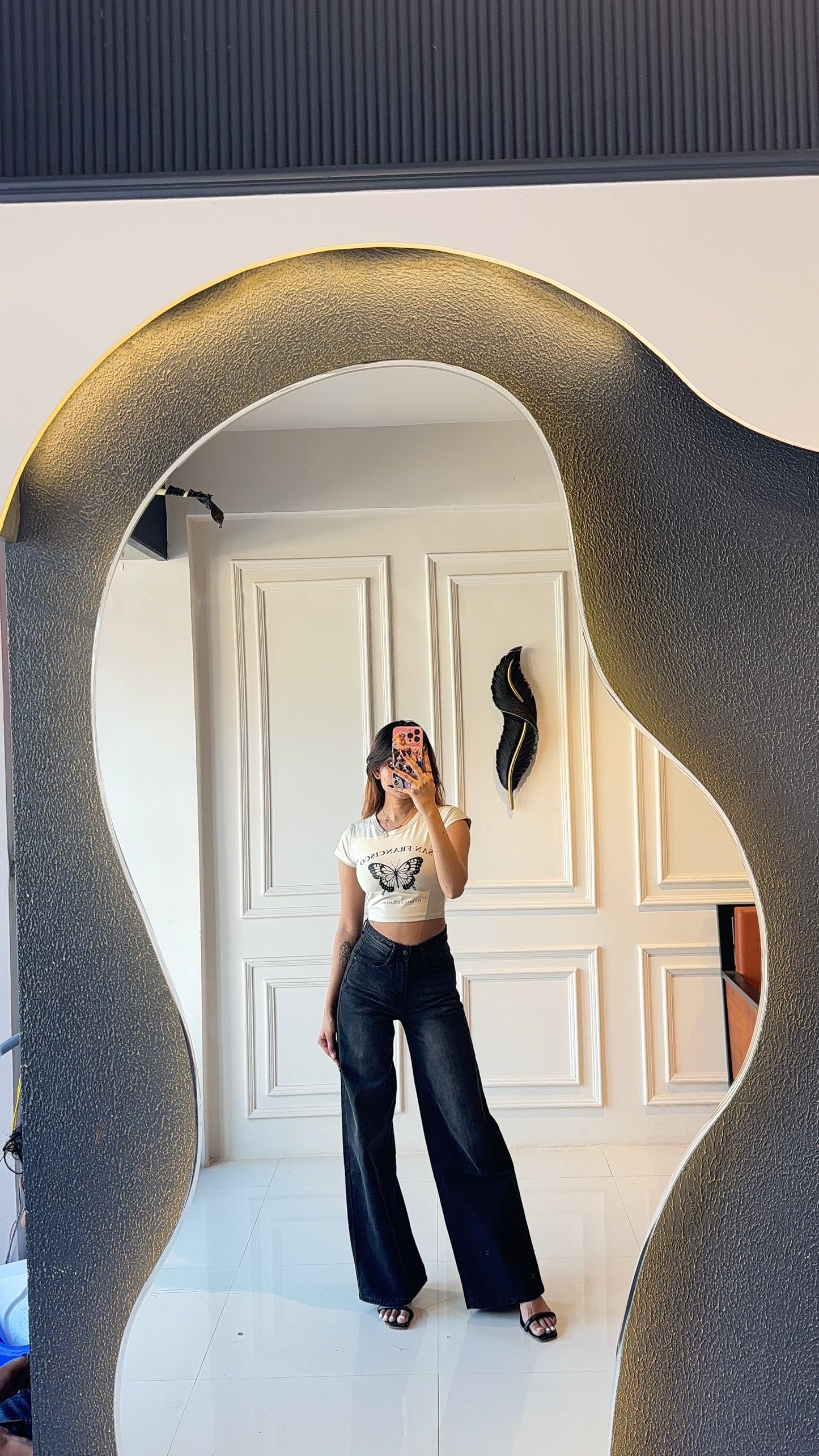 Charcoal Washed Wide Leg Denim