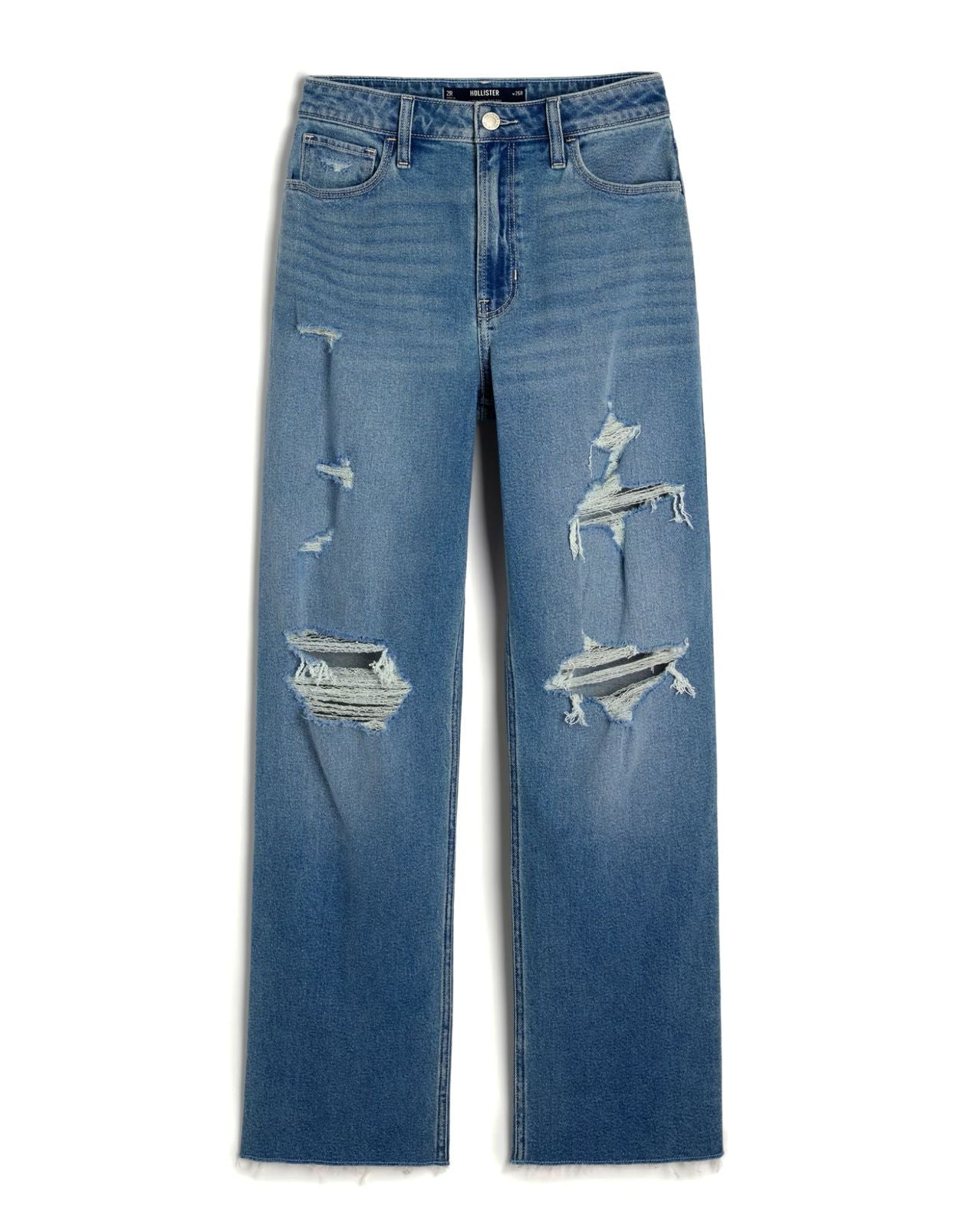 High Rise Torn Wide Leg Jeans