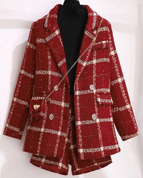 Checked Blazer With Skirt