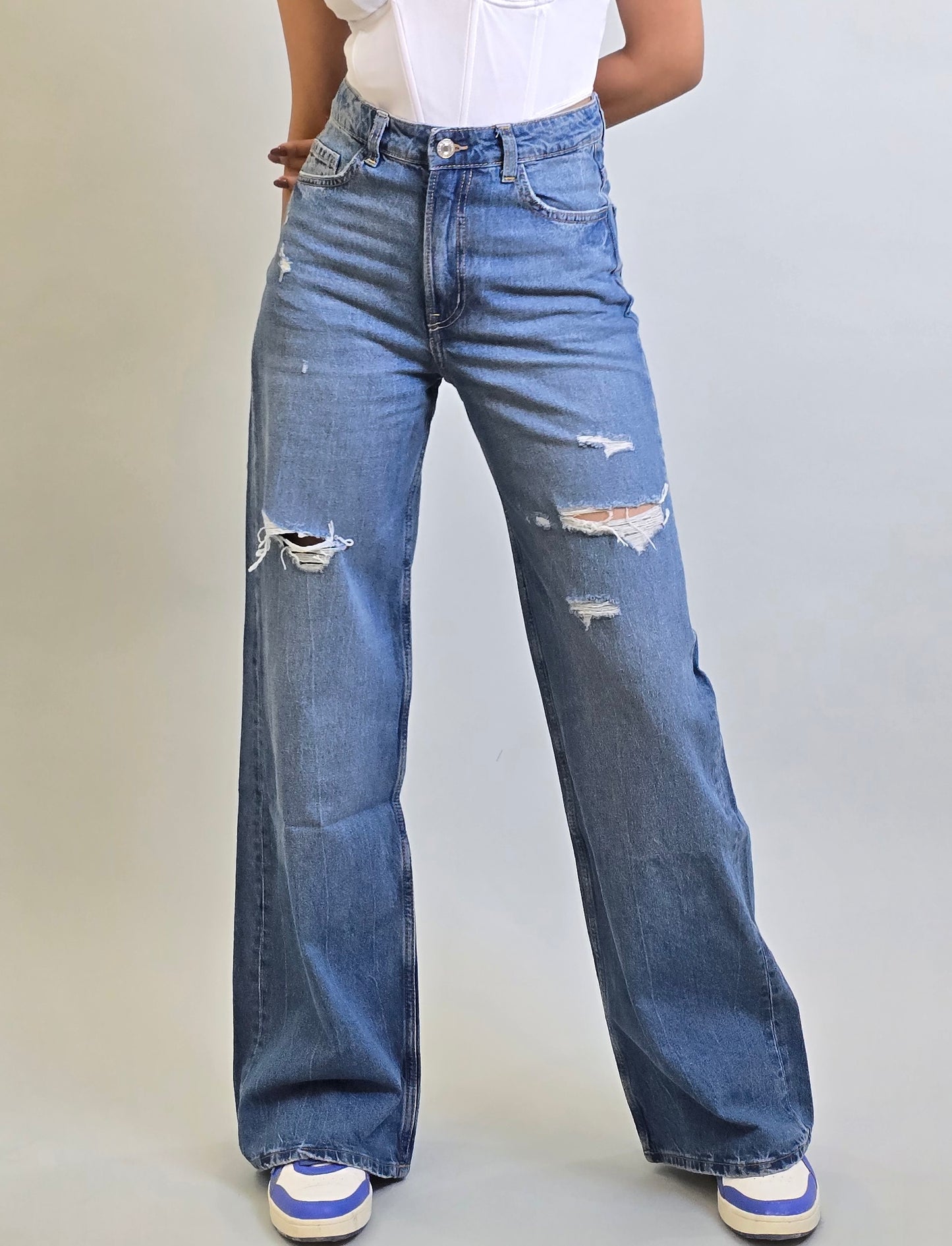 Hm wide ripped denim