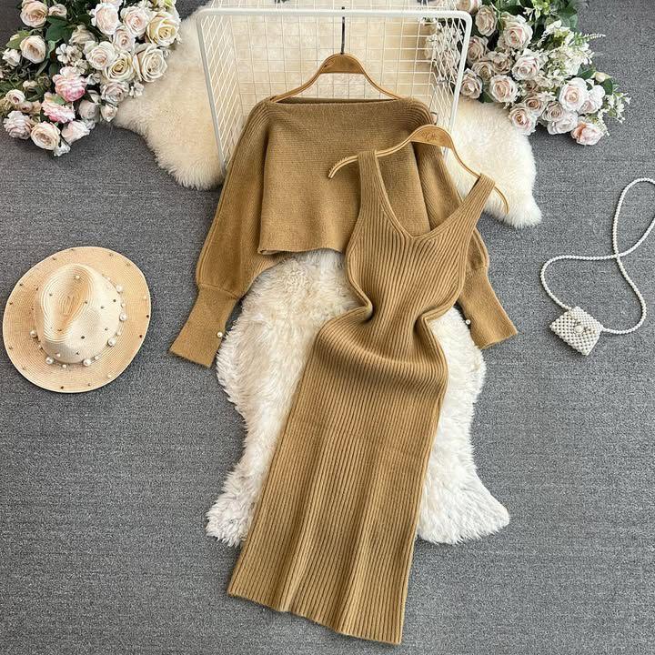 Knitted Bodycon Dress With Cardigan