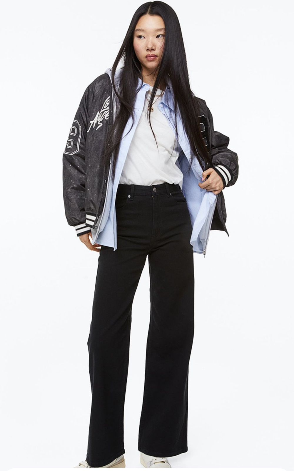 HM High Rise Wide Black Denim