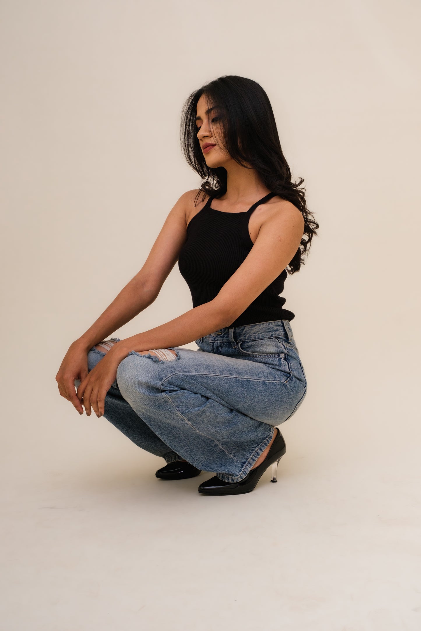 Bershk@ high waist Ripped Denim