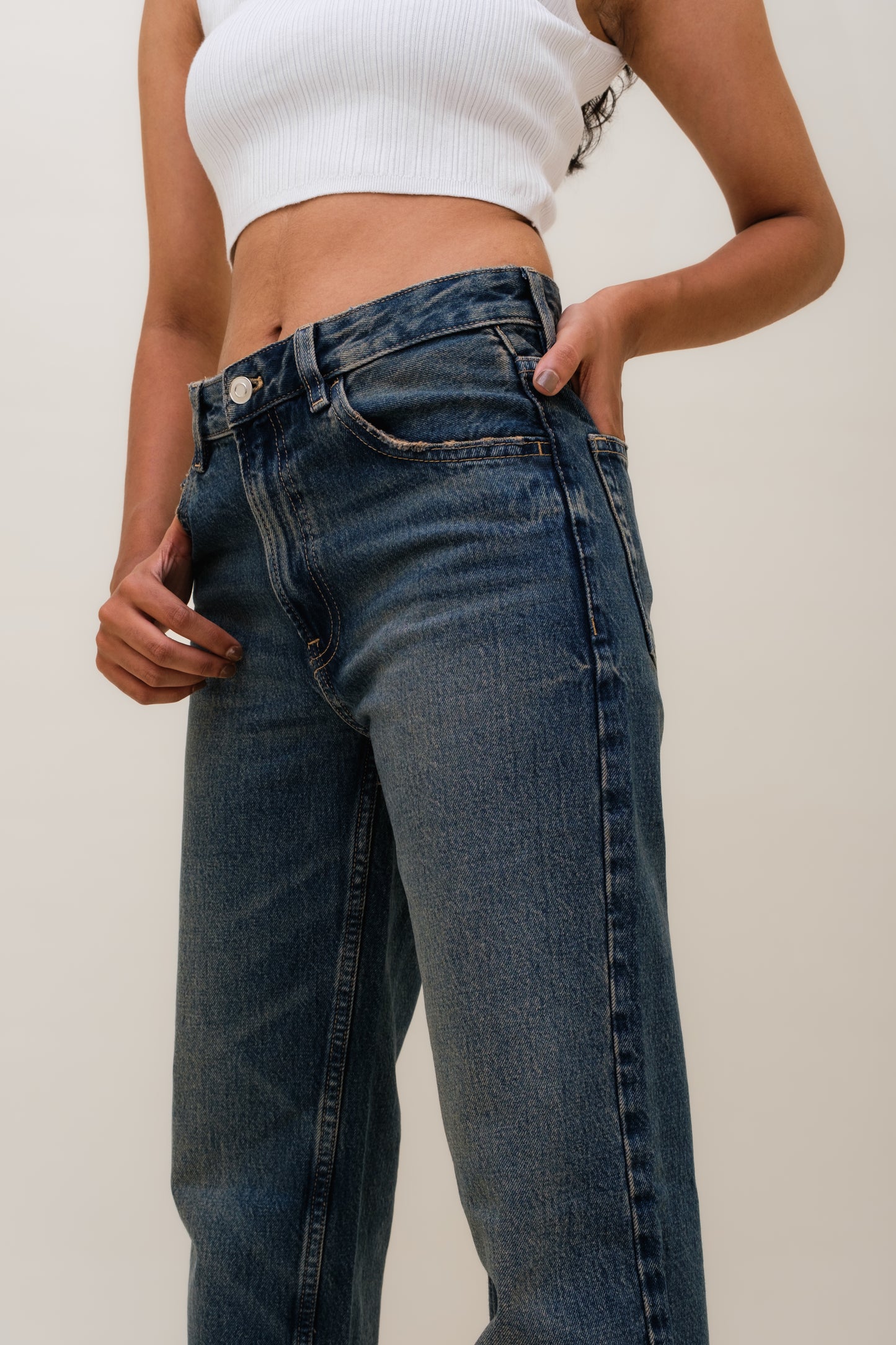 Straight Fit Dark Blue Jeans