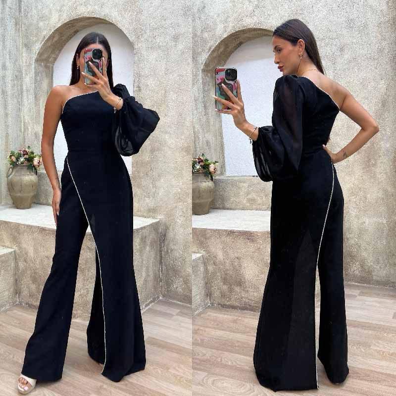 Puff Sleeve Off Shoulder Jumpsuit