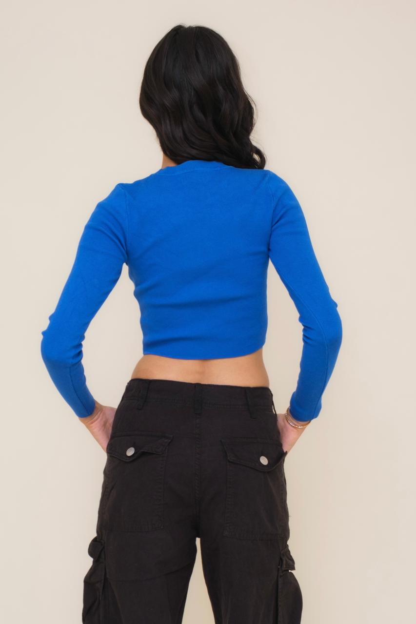 Rounded Neck Fitted Crop Top