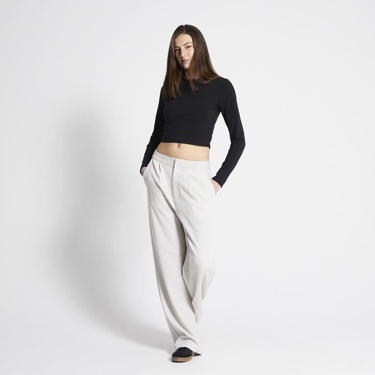 Off White Long Length Pleated Trouser