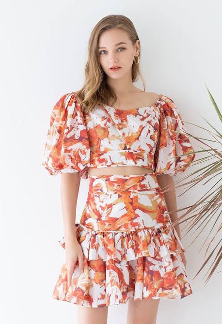 Printed Co-ord Set With Skirt