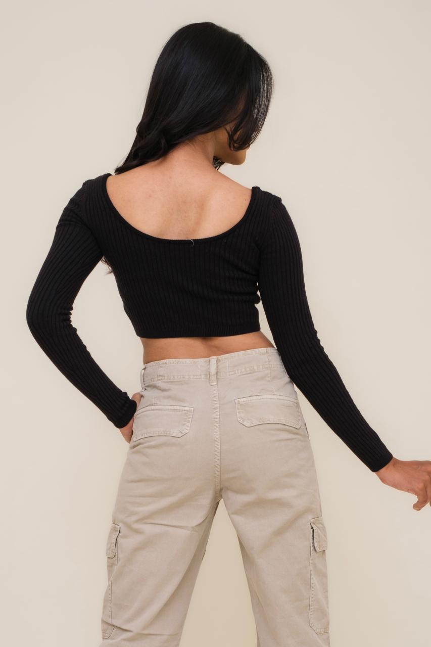 Full Sleeves Fitted Crop Top