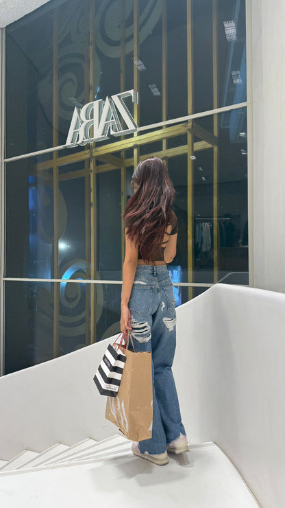 Zara Back Ripped Torn Denim