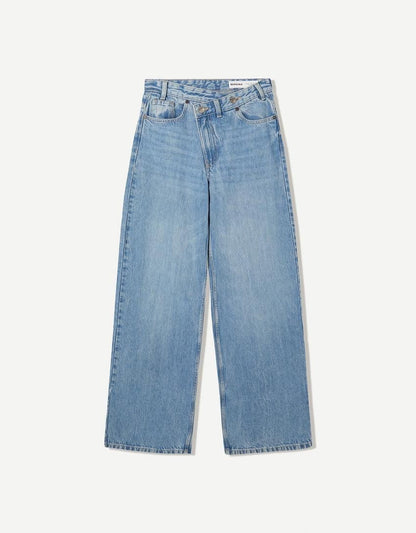 Cross Waisted Wide Leg Denim