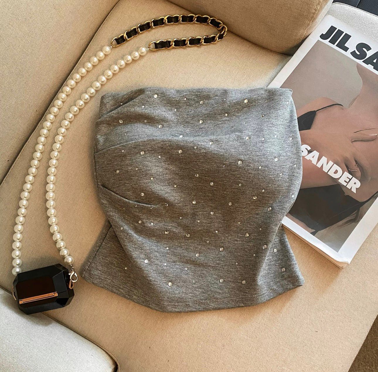 Padded Sequin Tube Top