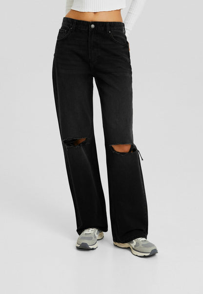 Bershka ripped wide leg