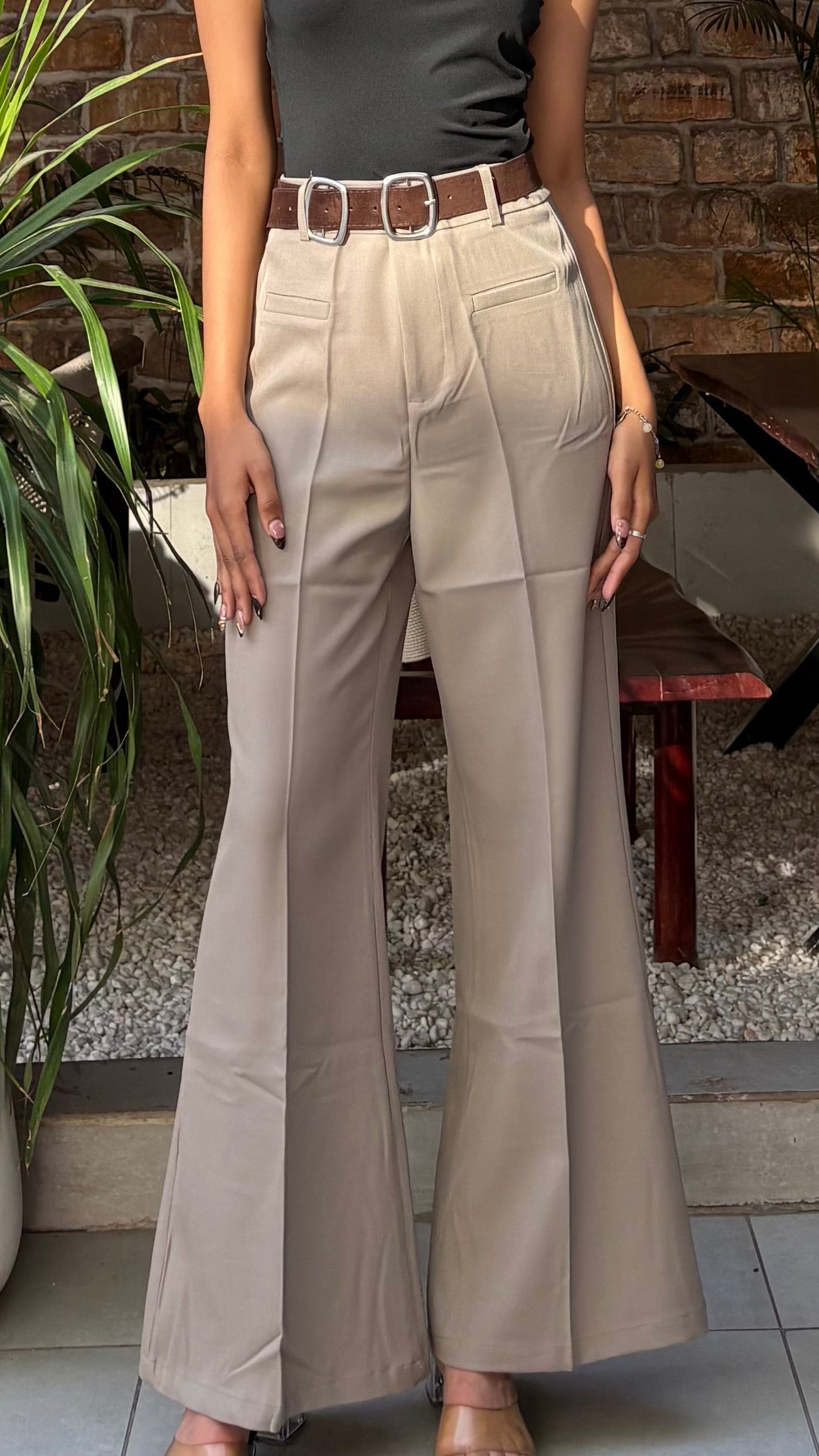 Belted Flared Trouser
