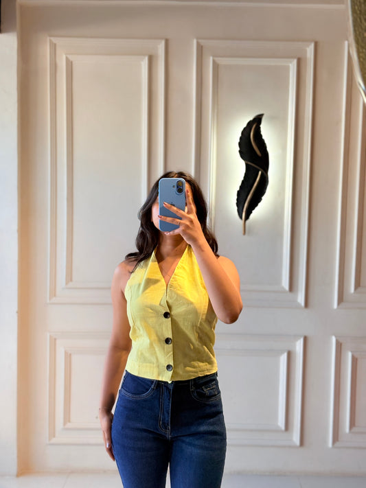 Butter Yellow Halter Neck Top