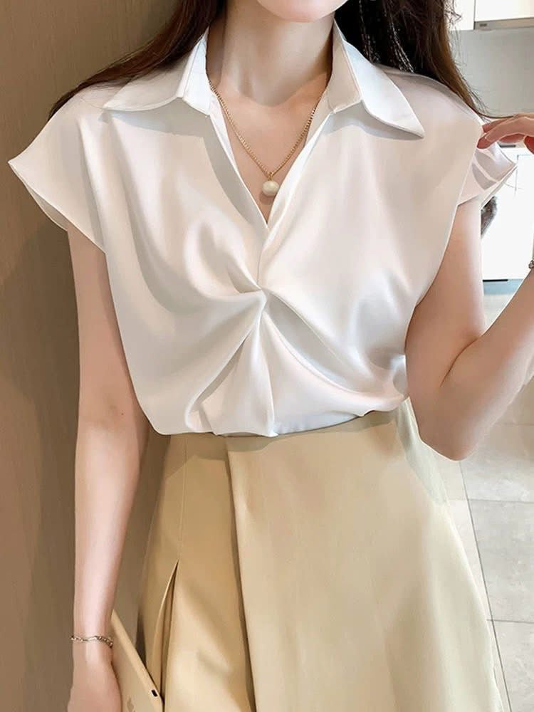 Chic Half Sleeves Satin Shirt