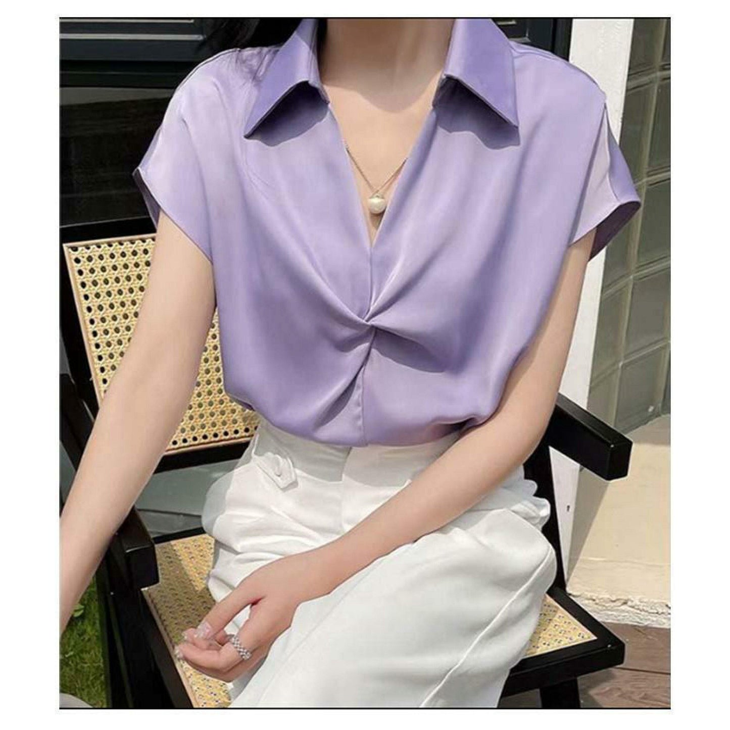 Chic Half Sleeves Satin Shirt