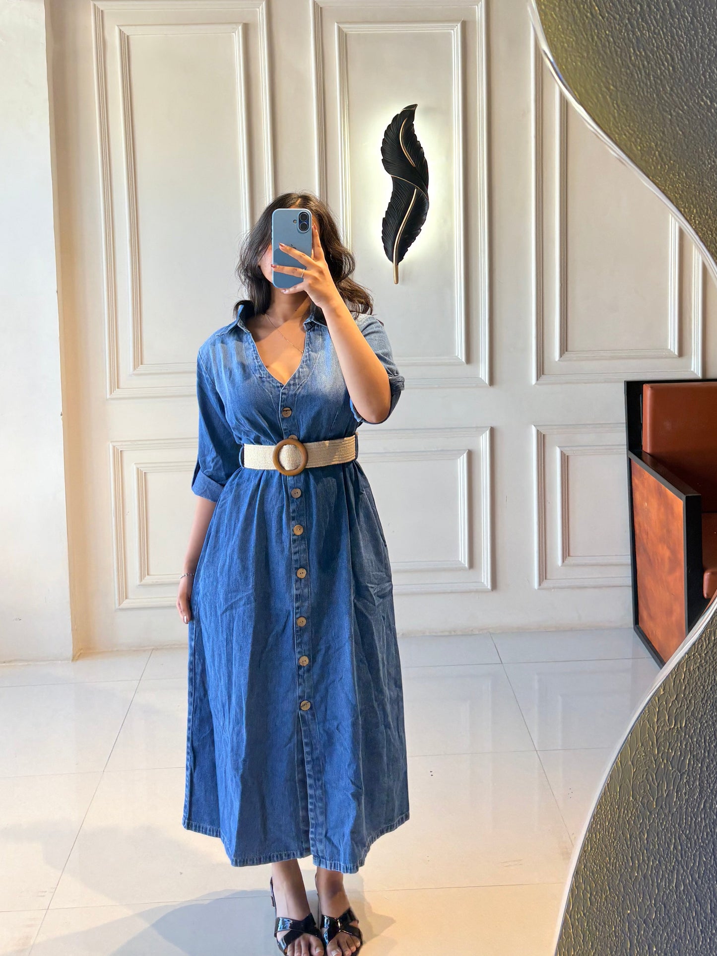 Belted Denim Dress