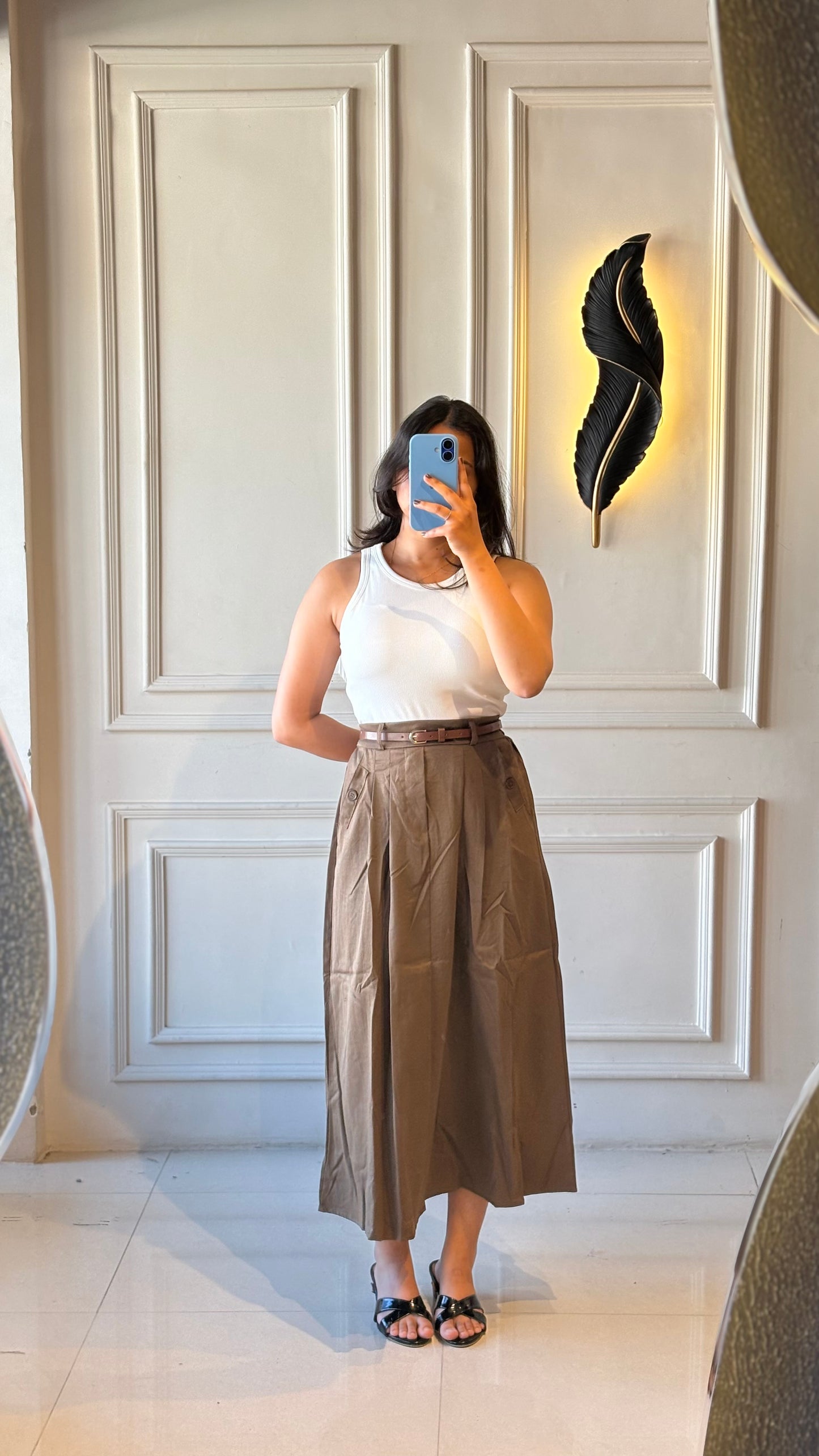 Belted long Skirt