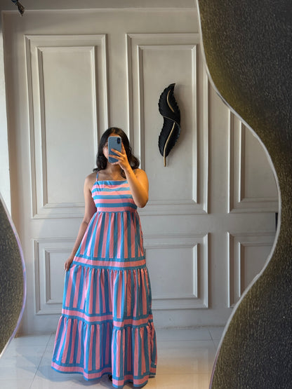 Blue Pink Stripped Dress