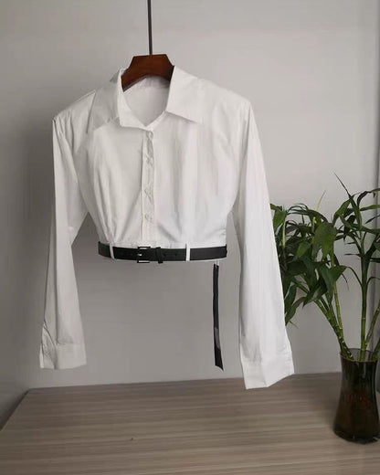 Belted Cropped Shirt