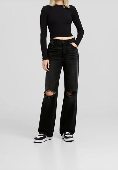 Bershka ripped wide leg