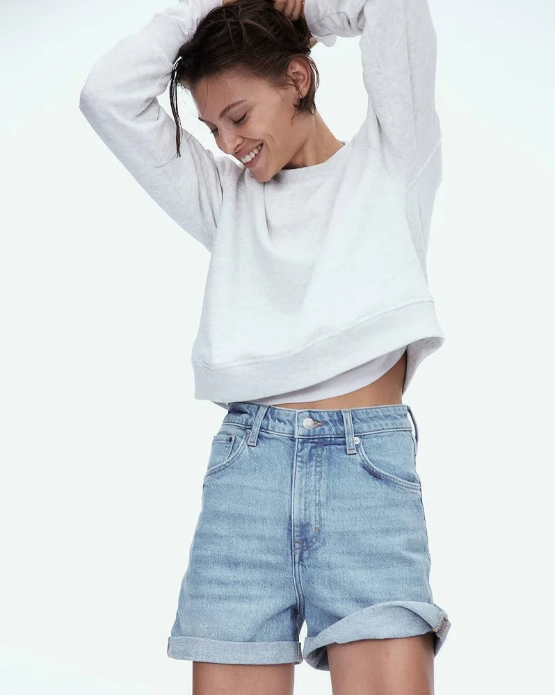 HM blue high waisted shorts