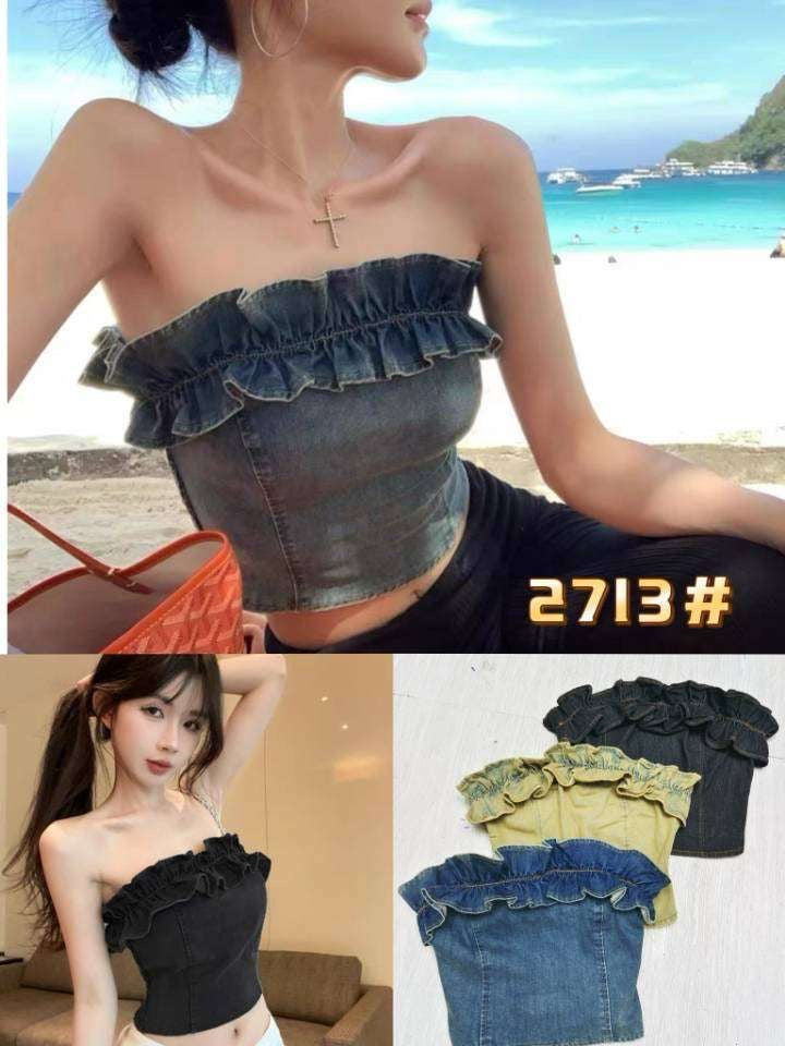 Soft Denim Tube Top