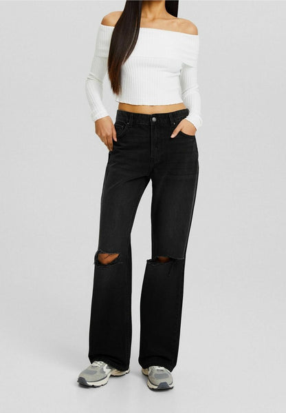 Bershka ripped wide leg