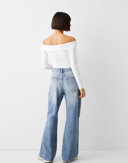 Bershk@ high waist Ripped Denim