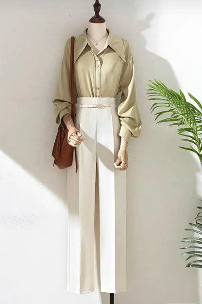 Belted Straight Korean Trouser