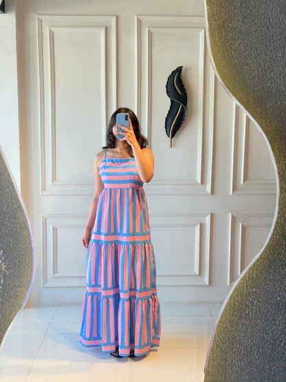 Blue Pink Stripped Dress