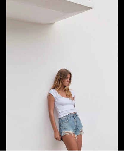 Z@ra ripped mini shorts