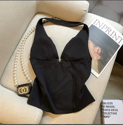 Corset Zip Halter Top