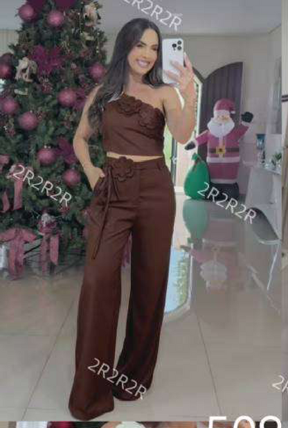 One shoulder flower coord set