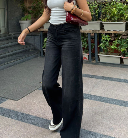 Charcoal Wide Leg Denim