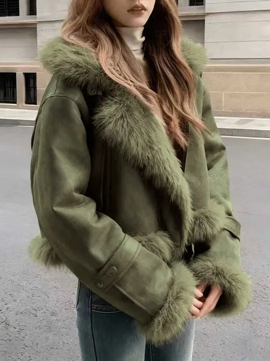 Green fur jacket