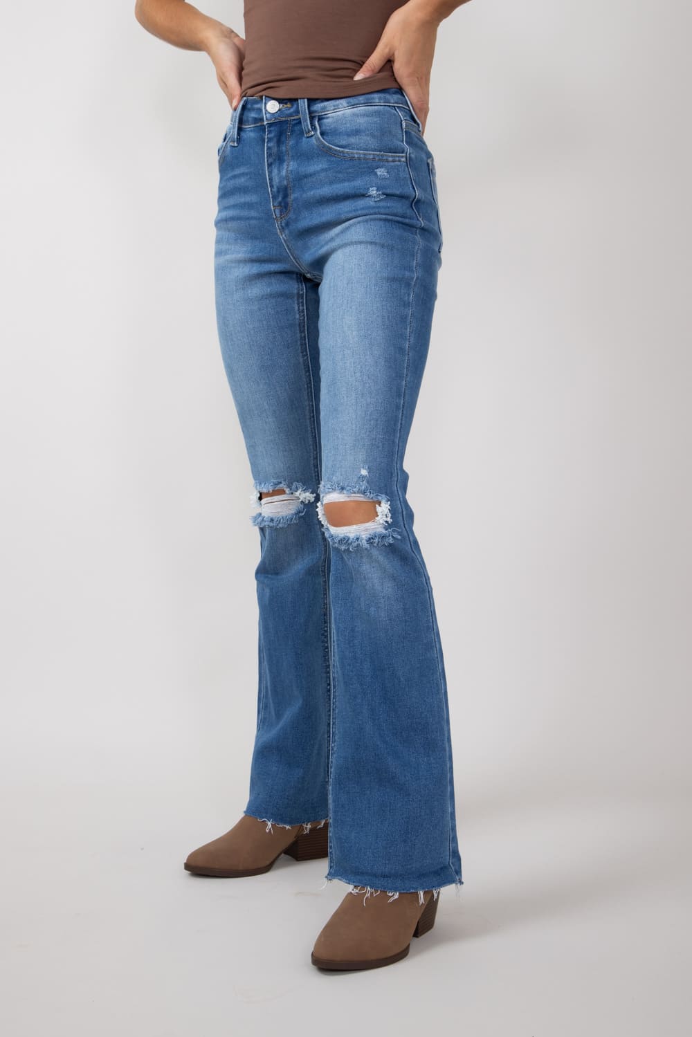 High Waisted Ripped Denim
