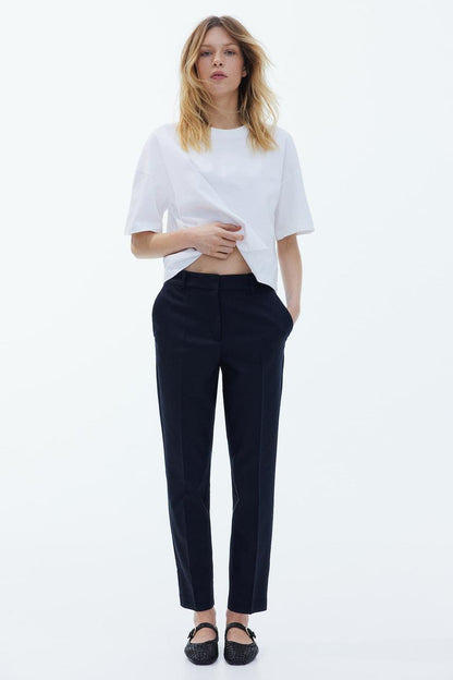 h&m cigarette pants Women's White trousers eye fastening h&m cigarette pants Hm Cigarette