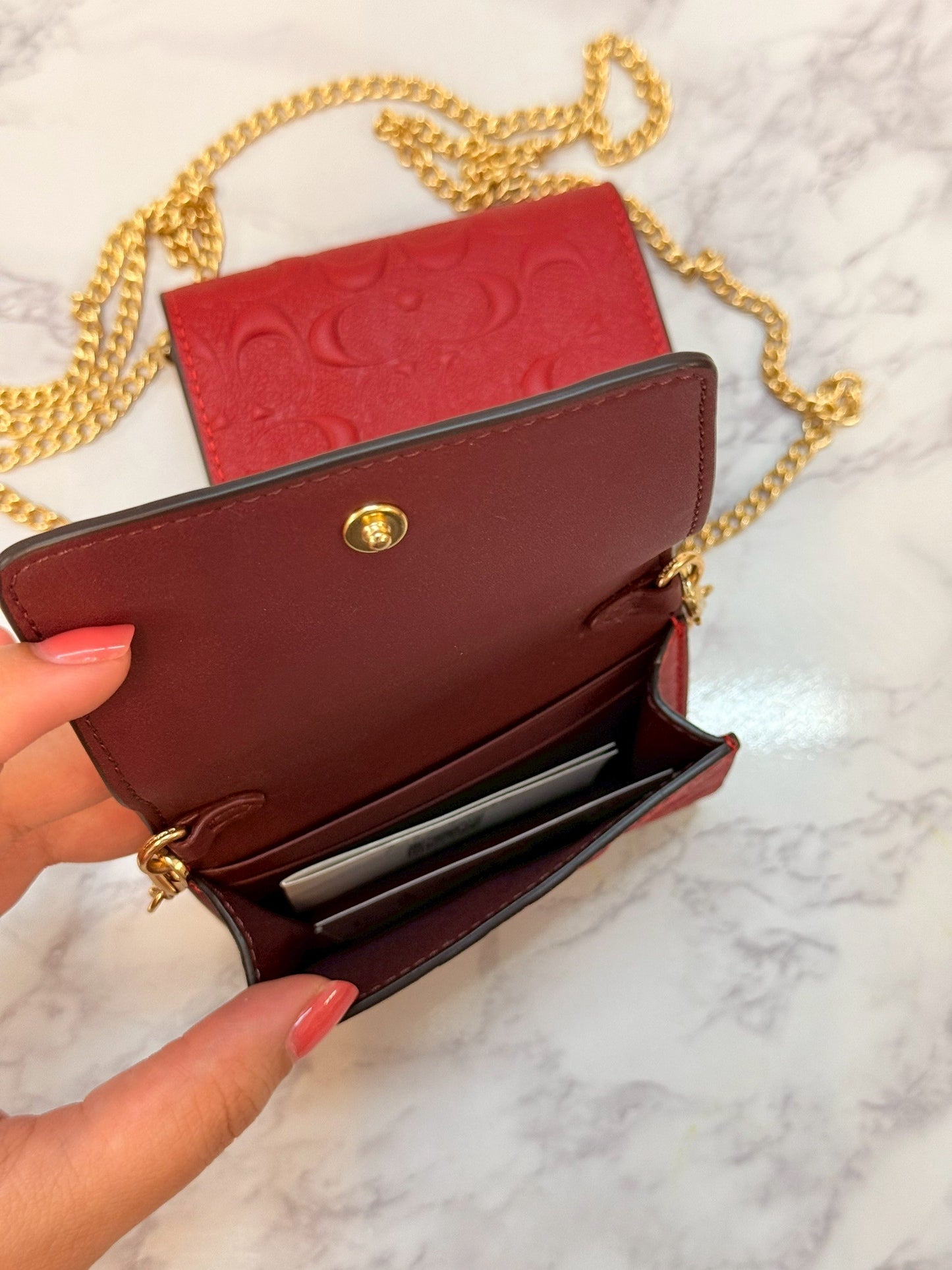 Red mini sling wallet